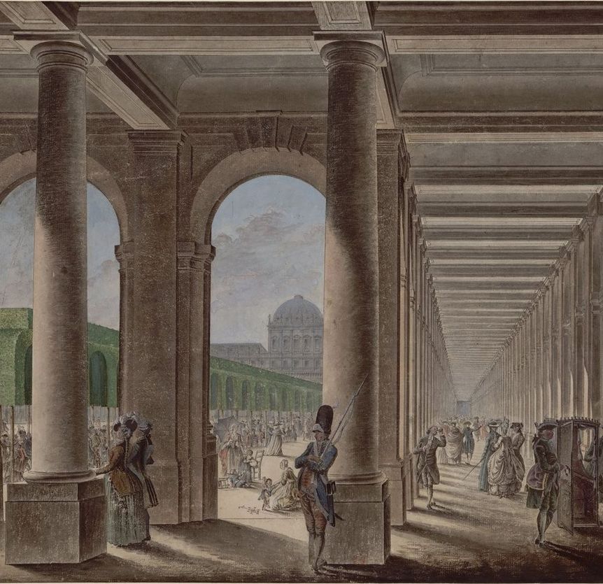 Foto: Wikipedia, gemeinfrei Aquarell des Palais Royal, nach 1780